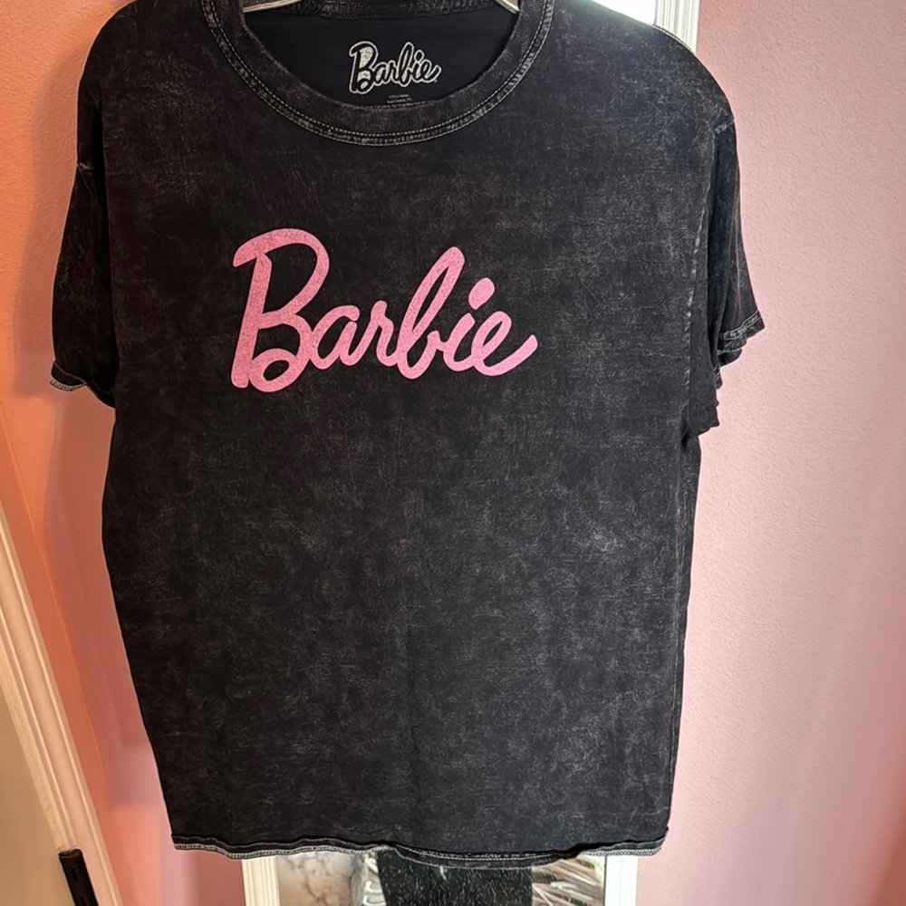 Barbie Charcoal Tee with Pink Script